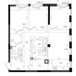 3-к квартира, строящийся дом, 85м2, 2/8 этаж