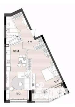 2-к квартира, вторичка, 62м2, 2/9 этаж