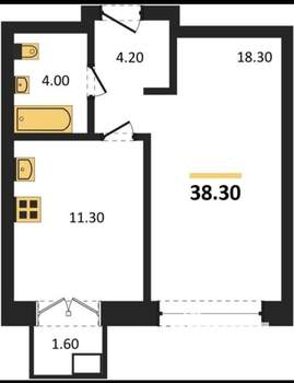 1-к квартира, вторичка, 39м2, 5/16 этаж