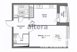 1-к квартира, вторичка, 47м2, 6/24 этаж