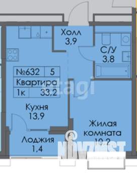 1-к квартира, вторичка, 33м2, 10/26 этаж