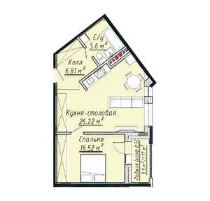2-к квартира, строящийся дом, 57м2, 7/7 этаж