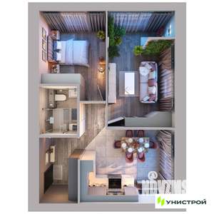2-к квартира, вторичка, 53м2, 1/10 этаж