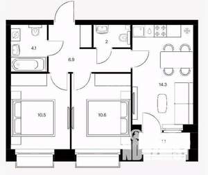2-к квартира, вторичка, 49м2, 10/15 этаж