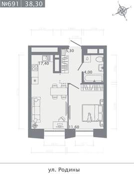 1-к квартира, вторичка, 38м2, 20/23 этаж