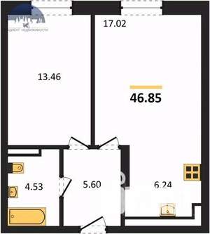 2-к квартира, вторичка, 47м2, 3/25 этаж