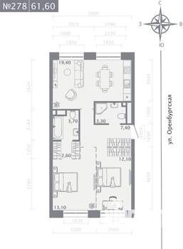 2-к квартира, строящийся дом, 62м2, 6/25 этаж