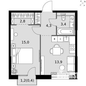 1-к квартира, вторичка, 40м2, 4/20 этаж