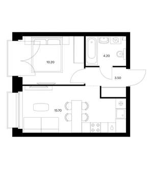 1-к квартира, строящийся дом, 33м2, 6/14 этаж