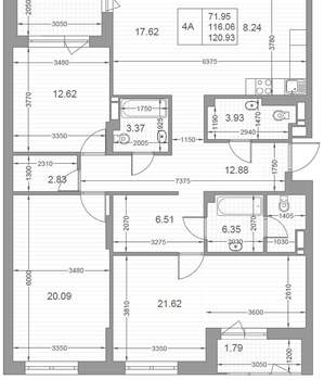 4-к квартира, вторичка, 121м2, 6/10 этаж