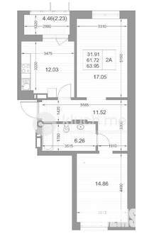 2-к квартира, вторичка, 61м2, 15/15 этаж