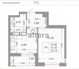 1-к квартира, сданный дом, 34м2, 8/17 этаж