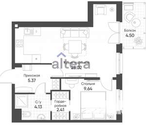 2-к квартира, вторичка, 48м2, 18/20 этаж