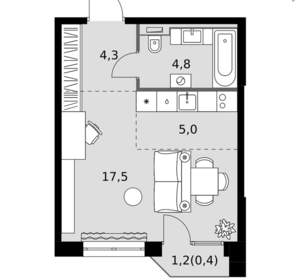 Студия квартира, вторичка, 32м2, 5/20 этаж