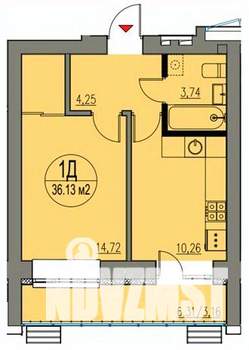 1-к квартира, строящийся дом, 36м2, 3/10 этаж