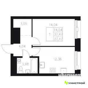 1-к квартира, вторичка, 37м2, 2/8 этаж