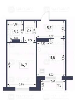 1-к квартира, вторичка, 40м2, 9/9 этаж