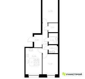 2-к квартира, вторичка, 64м2, 3/7 этаж