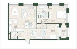 3-к квартира, вторичка, 77м2, 14/25 этаж