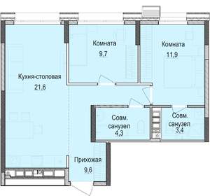 2-к квартира, строящийся дом, 60м2, 10/18 этаж