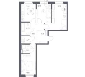 3-к квартира, вторичка, 70м2, 15/17 этаж