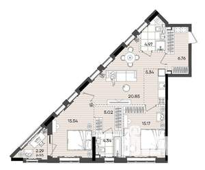 2-к квартира, вторичка, 80м2, 5/23 этаж