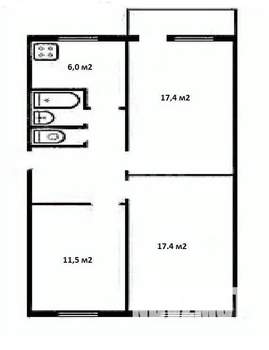 3-к квартира, вторичка, 62м2, 3/5 этаж