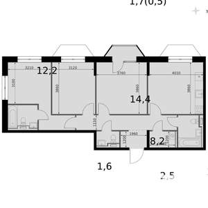 3-к квартира, вторичка, 79м2, 12/14 этаж
