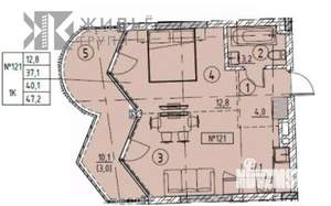1-к квартира, строящийся дом, 40м2, 3/5 этаж