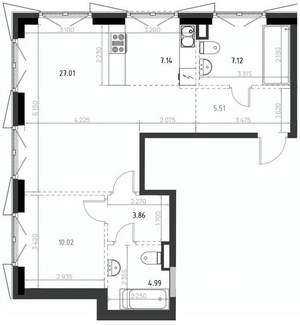 2-к квартира, вторичка, 66м2, 2/10 этаж
