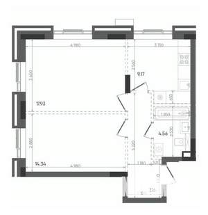 2-к квартира, вторичка, 53м2, 13/22 этаж