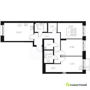 3-к квартира, вторичка, 91м2, 5/8 этаж