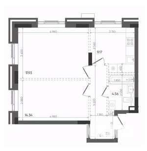 2-к квартира, вторичка, 53м2, 18/22 этаж