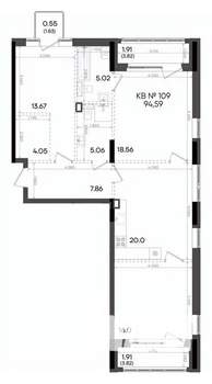 3-к квартира, вторичка, 95м2, 5/9 этаж