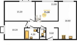 3-к квартира, вторичка, 71м2, 11/12 этаж