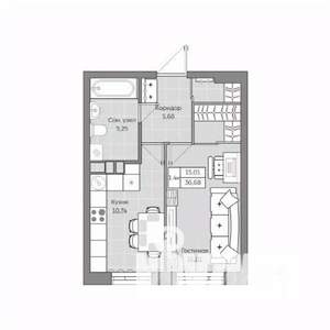 1-к квартира, вторичка, 37м2, 11/19 этаж