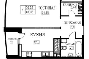 1-к квартира, вторичка, 47м2, 18/24 этаж