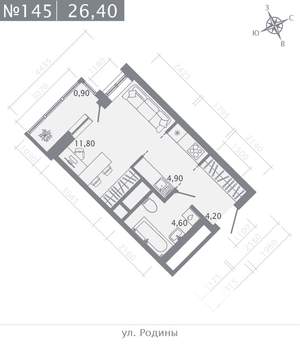 Студия квартира, вторичка, 26м2, 18/23 этаж