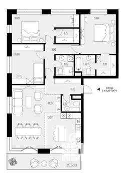 3-к квартира, вторичка, 126м2, 6/6 этаж