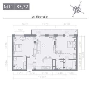 2-к квартира, строящийся дом, 84м2, 3/9 этаж