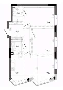 3-к квартира, вторичка, 69м2, 12/14 этаж