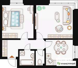 2-к квартира, вторичка, 55м2, 2/20 этаж