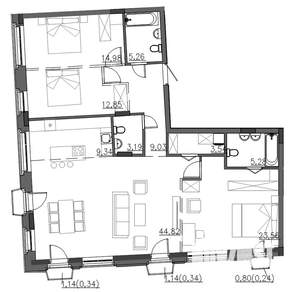 4-к квартира, вторичка, 133м2, 3/4 этаж