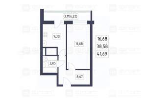 1-к квартира, вторичка, 42м2, 13/18 этаж