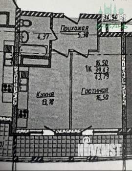 1-к квартира, вторичка, 44м2, 4/10 этаж