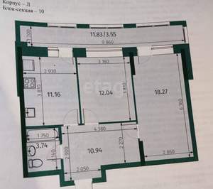 2-к квартира, вторичка, 56м2, 5/16 этаж