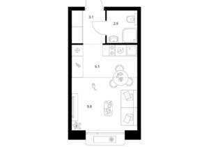 Студия квартира, вторичка, 22м2, 6/26 этаж
