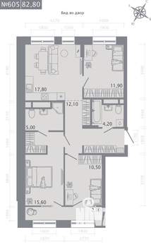 3-к квартира, вторичка, 80м2, 9/23 этаж