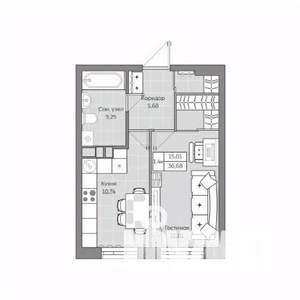 1-к квартира, вторичка, 37м2, 9/19 этаж