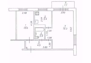 2-к квартира, вторичка, 45м2, 4/5 этаж
